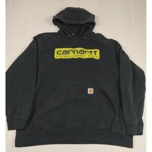 Carhartt Men Size XL Black Original Fit Graphic Logo Pullover Hoodie